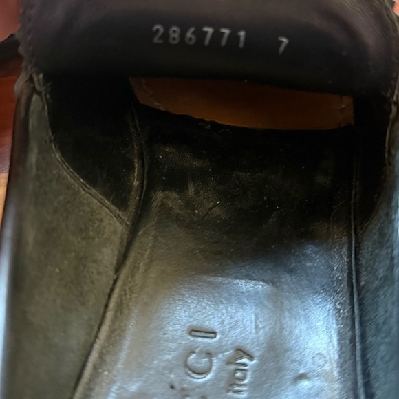 GUCCI 286771 Men’s Black Leather Silver Horsebit Slip On Loafers 7 Made in Italy - Picture 11 of 11